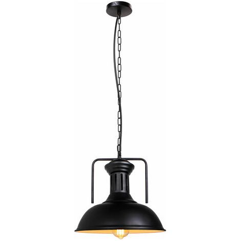 Suspension industrielle vintage E27 33 cm, lustre, éclairage décoratif noir (1/4)