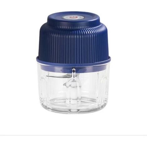 (bleu) - hachoir électrique sans fil 250ML, mini robot de cuisine puissant, rechargeable USB, lame en acier inoxydable, pour hacher la viande, poisson, oignons, ail, légumes, chocolat, biscuits (1/5)