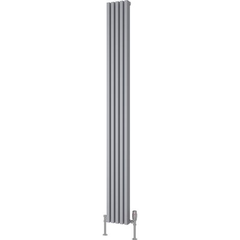 Reina Albano Designer Vertical Aluminium Radiator 1800mm H x 190mm W - Silver (1/4)