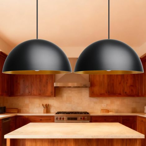Suspension Noir Et Or Culot E27 Lampe Suspendue Industrielle Ø40cm Suspension Moderne Suspensions Plafonnier Suspendu Vintage Ferme Métal Plafonnier pour Cuisine 2 Pièces (1/5)