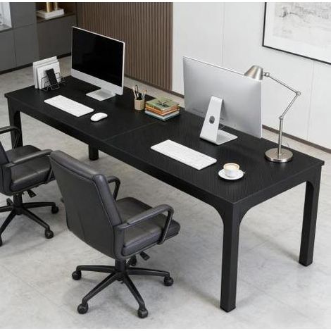 Mesa de comedor de madera y metal 200 x 70 x 75 cm negra, rectangular, 6-8 plazas (1/5)