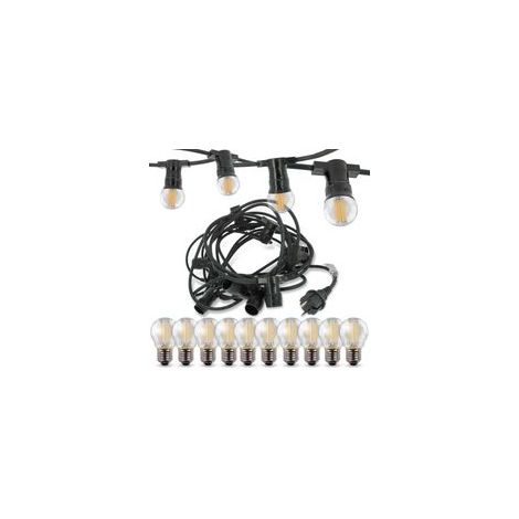 Guirlande lumineuse d'extérieur 10 ampoules LED E27 4W blanc chaud 10 mètres – Interconnectable jusqu'à 80 mètres – Angle de diffusion 360° (1/5)