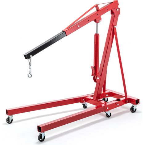 Grue d’atelier hydraulique 88x90x150 cm en acier rouge, pliable, gain de place – MEUBLIV (1/5)