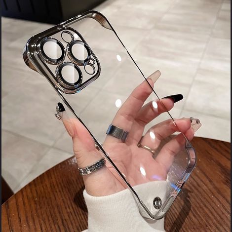(iPhone 16 Pro Max argenté) Coque sans cadre Apple, plaquée or, résistante aux chutes et à la poussière (1/4)