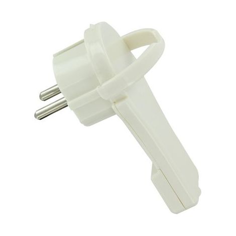 Fiche électrique en plastique extra plate 2P+T Dhome, mâle, 16 A, blanc, avec crochet (1/5)