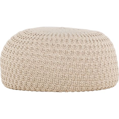 Pouf Effet Crochet "Sam" 60cm Beige (1/4)