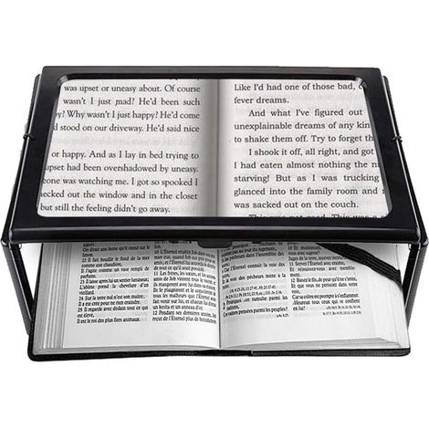 A4 Pleine Page Loupe de Lecture Loupe Sur Pied Rectangulaire Mains Libres avec 4 LED Lampe Lentille de Grossissement 3X pour Lire pour les Personnes âgées Les Aînés et Les Malvoyants de