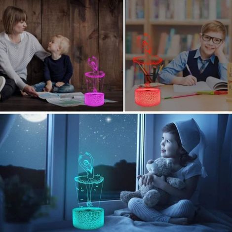 Cadeaux de ballet, veilleuse 3D ballerine 16 couleurs changeantes lampe de nuit pour fille avec télécommande, cadeaux de danseuse (1/4)