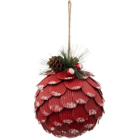 Paris Prix - Boule De Noël pomme De Pin 10cm Rouge