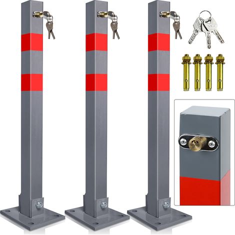 TolleTour Absperrpfosten 3X Parkplatzsperre Klappbar 66cm abschließbar rostfreier