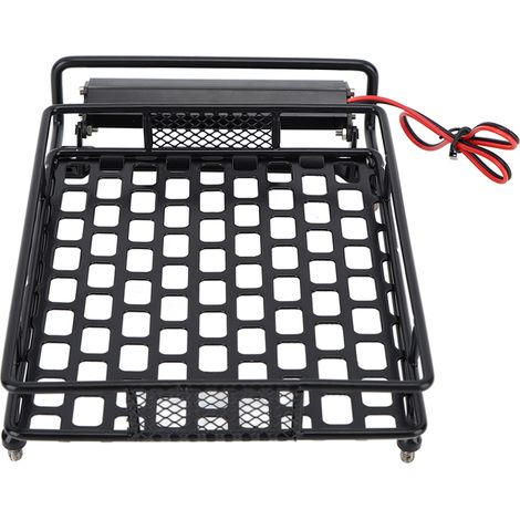 Porte-bagages de toit robuste en fer noir pour voiture RC, avec 8 LED blanches. (1/5)