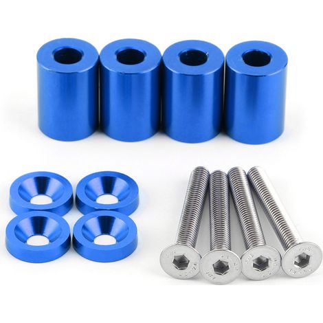 GARRYFIZH Kit de rehausseurs de capot en alliage d'aluminium, entretoises et vis de fixation pour aérations de capot, pièces modifiées pour voiture de course CarBlue