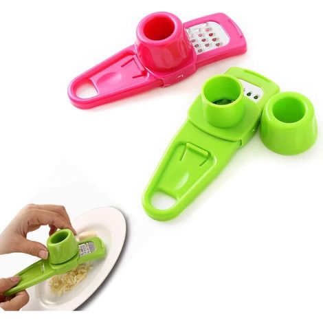 Juego de dos mini picadoras multifuncionales para ajo y jengibre, fabricadas en plástico un electrodoméstico de cocina compacto para picar hierbas rápidamente. - Crezuo