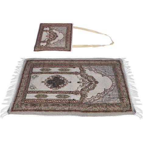 Tapis de prière musulman en coton, couverture de culte, tapis d'enseignement religieux islamique avec sac (1/5)