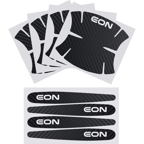 (Convient pour EON, Noir et blanc) Autocollants texturés en fibre de carbone pour poignées de porte de voiture, accessoires auto compatibles avec Hyundai i10, i20, i40, Creta, Equus, Ioniq, ix25, ix55 (1/4)