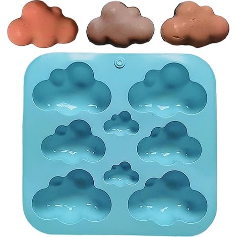 Wolke Silikonform,Wolkenform Silikon Silikonformen für Eiswürfel in Antihaft-Süßigkeitenform mit 8 Mulden, 3D-Wolkenform, Schokoladen-Silikonform, Back- und Kuchendekorationswerkzeug fü (1/5)