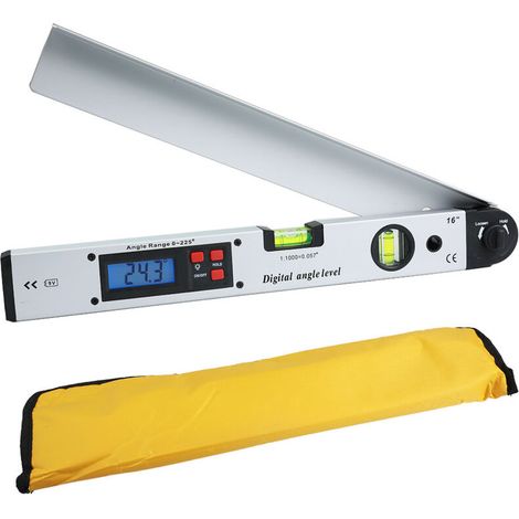 400mm/16-inch digital goniometer, 0-225°, digital horizontal angle ruler, LCD backlight, horizontal protractor