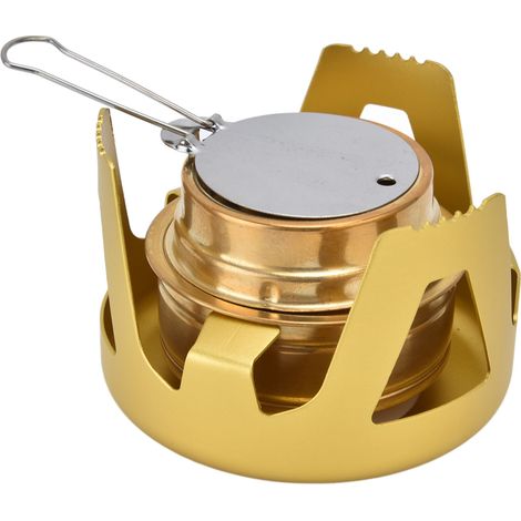 Réchaud de camping portable coupe-vent à vaporisation d'alcool liquide avec support pour le camping en plein air (jaune) (1/5)
