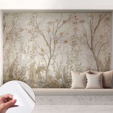 Tapete adhésive moderne pour salon et chambre à coucher Décoration rapide avec colle Coin de forêt 208x146 cm (1/5)