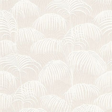 Carta da parati natura Profhome 961981 Carta da parati tessile strutturata con elementi di natura opaca crema bianco 5,33 m2 (1/5)