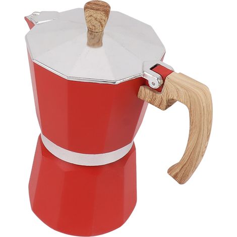 Cafetière italienne en alliage d'aluminium, chauffe rapidement, poignée ergonomique, octogonale, compatible gaz et électrique, rouge, 150 ml (1/5)