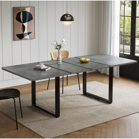 Tavolo da pranzo allungabile 140/180/220 x 80 cm, per 6-10 persone, MDF grigio DESVIAE (1/5)