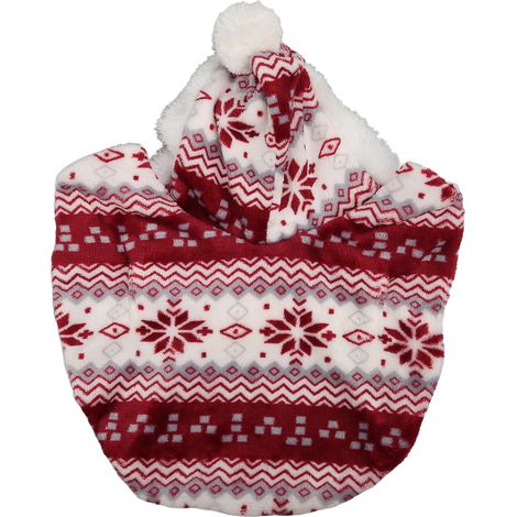 Cape Pour Chien Et Chat - Capuche Douce En Polyester Rouge - Vêtement D'Hiver Pour Intérieur Et Extérieur - Taille L (1/5)
