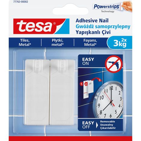 Piastrelle autoadesive per chiodi Tesa e ganci autoadesivi in metallo 2 x 3 kg (1/5)