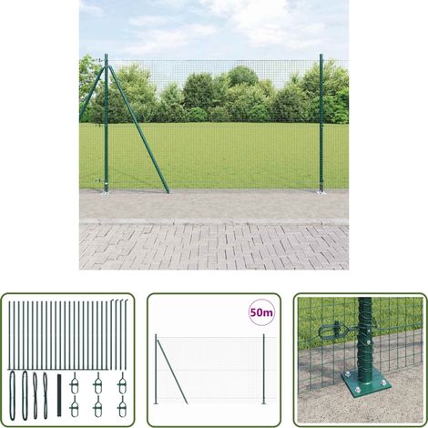 Zaunpfosten - Zaunpfosten Grün 50 x 1,4 m (25 x 25 mm Netz) Stahl und PVC (1/5)
