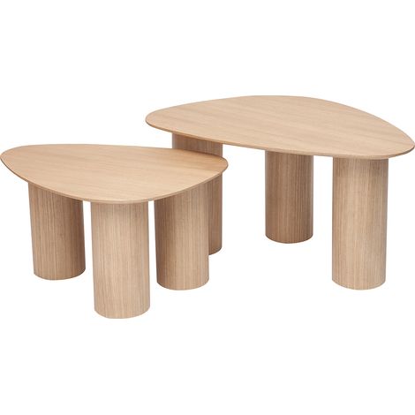 Set 2 mesas de centro nido de madera clara FOLEEN
