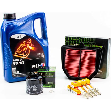 Kit Révision Filtres Bougies pour YAMAHA FAZER FZ1 N de 2006 à 2012 - ELF MOTO 4 ROAD 10w40 4L