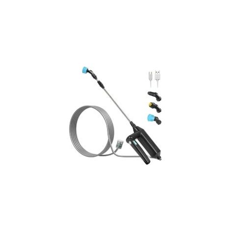 Spruzzatore elettrico da giardino da 7,4 V, spruzzatore elettrico per tetti, spruzzatore con lancia telescopica, spruzzatore a pressione con 3 ugelli e tubo flessibile da 8 m per irrigazione e diserbo