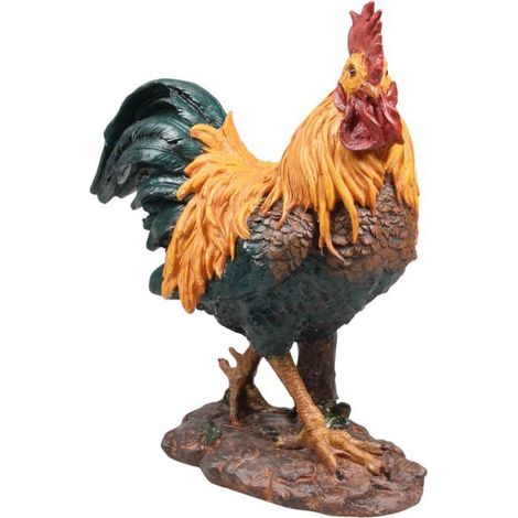 1 Coq en résine, 23 cm de hauteur, finition mate, décoration rustique, idéal pour intérieur et extérieur (1/2)