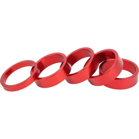 Jeu de 5 rondelles de fourche AV CANSUCC 28,6mm pour VTT, entretoises de potence et de jeu de direction, rouge (1/5)