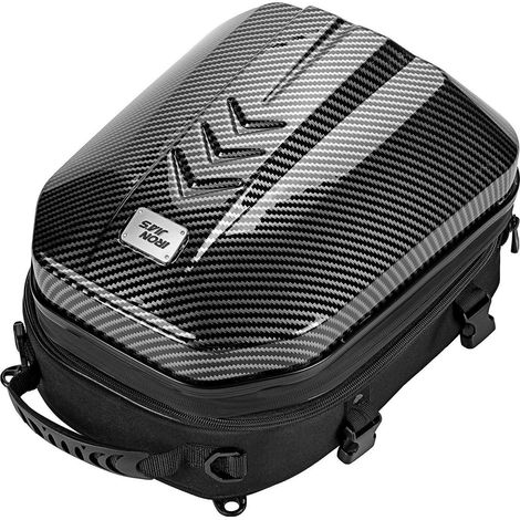 Sacoche de selle moto rigide et étanche 24-35L, extensible, gris (1/5)