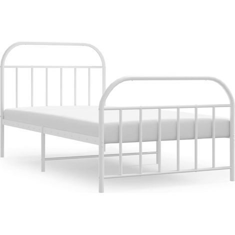 Maison Exclusive - Cadre de lit métal sans matelas et pied de lit blanc 100x190 cm (1/5)