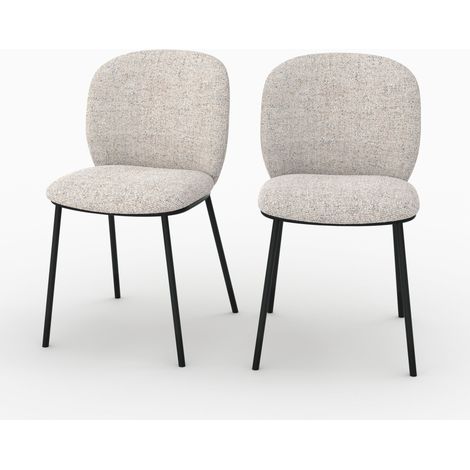 Lot de 2 chaises en tissu beige chiné - ADÈLE