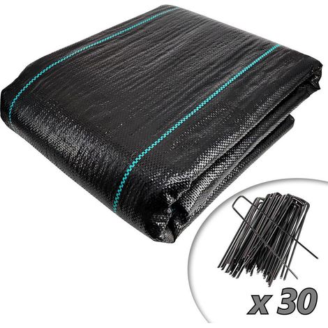VOUNOT Malla Antihierbas de Jardín, 2 m x 10 m, 100 g/m², con 30 Clavijas (1/5)