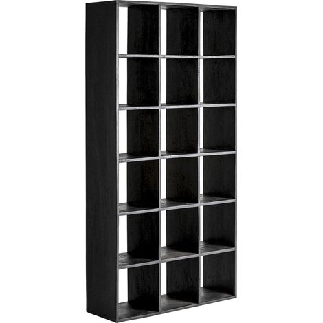 Étagère art déco noire en bois de manguier finition vieillie - Noir vieilli bois de manguier (1/4)