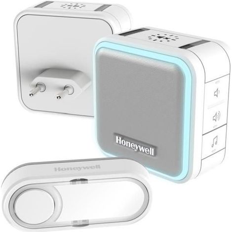 Kit carillon sans fil + carillon enfichable 150 mètres blanc 6 mélodies - HONEYWELL (1/5)