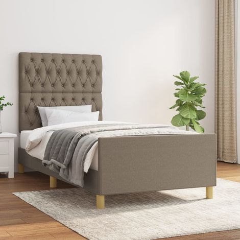 Cadre de lit sans matelas taupe 90x190 cm tissu (1/5)