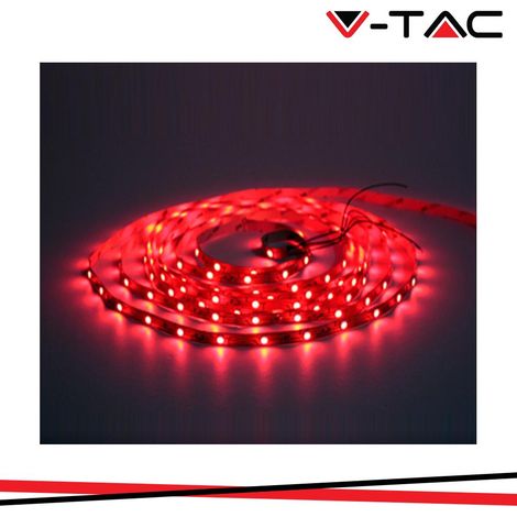 V-TAC Strip LED SMD3528 5W/m 5m 60 LED/m Rosso 12V IP65 8,8mm