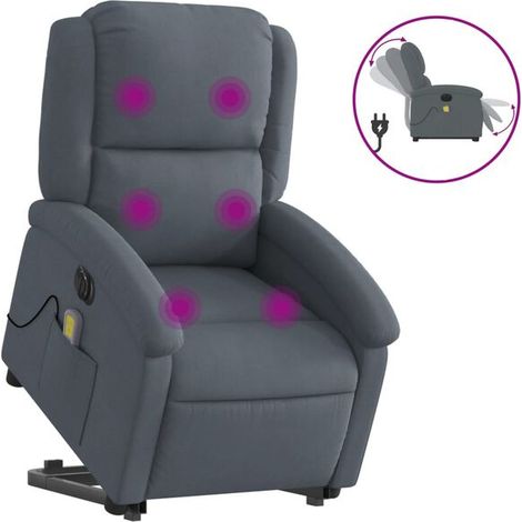 Chaise longue électrique de massage en velours gris foncé – Réglable en hauteur, fonction chauffage dorsale et vibration, design ergonomique pour détente complète (1/5)