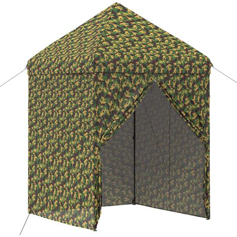 Carpa Cúpula con 4 Paredes Laterales 2 x 2 m Camuflaje Militar vidaXL (1/5)