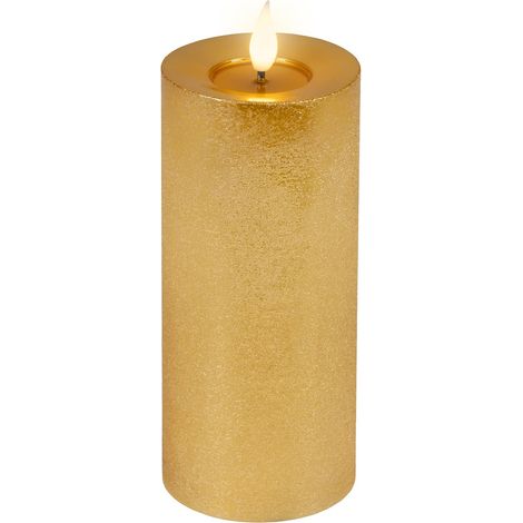 LED-Kerze goldfarben Wachs Ø 7,5 cm H: 20 cm ww (1/4)