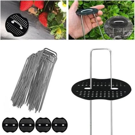 100 Pcs Piquets de Jardin, U-Forme 4X 15Cm Fixation Galvanisés Ancrages au Sol, Piquet de Fixation Tente avec 20 Rondelles pour (1/4)