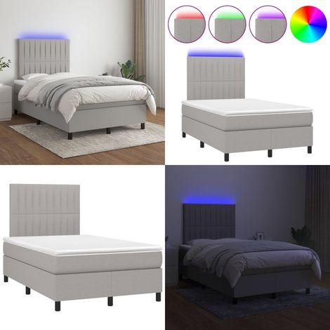 Boxspringbett mit Matratze & LED Hellgrau 120x200 cm Stoff - Boxspringbett - Betten - Schlafräume - Doppelbett - Einzelbett - Home & Living (1/5)
