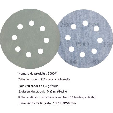 Disques Abrasifs à Eau Grain 5000 SANMINE - 100 Pièces 125mm 8 Trous - Polissage Miroir Parfait (1/5)