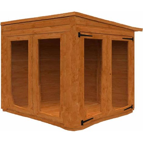 4x4 Flex Pent Full Pane Summerhouse 12mm Flex - L123.8 x W115 x H203 cm - Solid Wood/Softwood/Pine - Burnt Orange