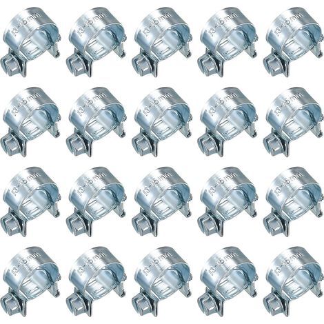 20 Stück verstellbare Schlauchschellen, Metallschlauchschellen, Schlauchschelle für Auspuffrohre, Schlauchschelle für Kraftstoffeinspritzleitungen – 13–15 mm (1/5)